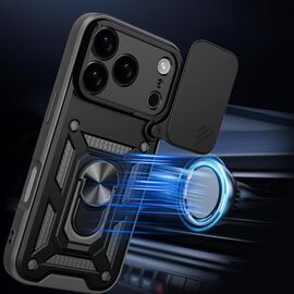 Hybrid Armor Camshield iPhone 17 Pro Case with Stand and Camera Cover - Black - Apple Cases - Cases - Techbox
