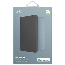 Uniq Belmont Passport Case with Apple Find My RFID Blocking Gray Blue