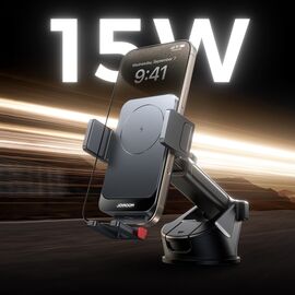 Joyroom JR-ZS241S car mount with inductive charger for dashboard - black | Techbox