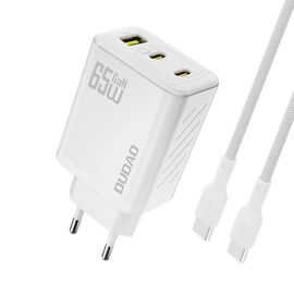 Dudao A29C 65W GaN Wall Charger + USB-C Cable - White | Techbox