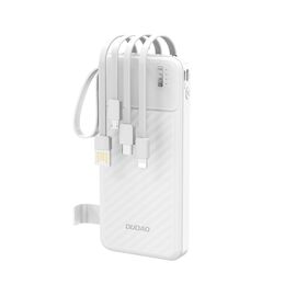 Dudao K11 10000mAh Powerbank with Built-in Cables - White | Techbox