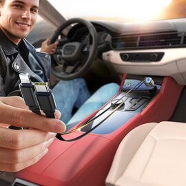 Joyroom JR-CCL05 30W 4-in-1 Car Charger with 2 Built-in Retractable Cables - Dark Gray | Techbox