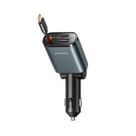 Joyroom JR-CCL07 3-in-1 Car Charger with Built-in Retractable Cable - Dark Gray | Techbox