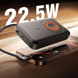 Joyroom JR-PBM02 Powerbank 22.5W 10000mAh 3in1 Magnetic Inductive Compatible with MagSafe with Built-in Cable - Black - Travel Chargers - Smartphone Chargers - Techbox