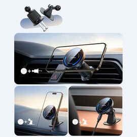 Joyroom JR-ZS502 MagSafe Compatible Car Holder with Wireless Charger for Air Vent/Dashboard - Black - Smartphone Holders - Smartphones - Techbox