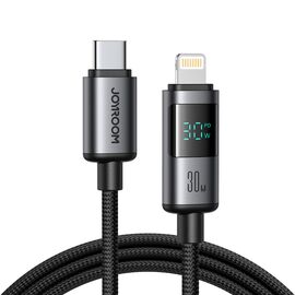 Joyroom S-A16 Pro Prism Series 30W USB-C - Lightning Cable with Display 1.2m - Black - Cables & Adapters - Cables & Accessories - Techbox