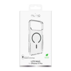 Puro Lite Mag TPU+PC Case Compatible with MagSafe for iPhone 17 Pro - Transparent with Gray Ring - Apple Cases - Cases - Techbox