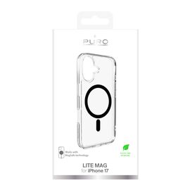 Puro Lite Mag TPU+PC Case Compatible with MagSafe for iPhone 17 - Transparent with Black Ring - Apple Cases - Cases - Techbox