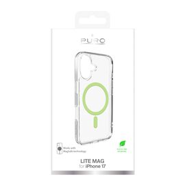 Puro Lite Mag TPU+PC Case Compatible with MagSafe for iPhone 17 - Transparent with Green Ring - Apple Cases - Cases - Techbox