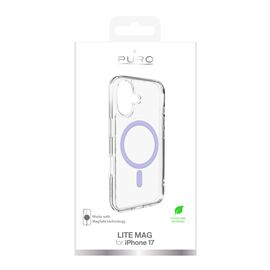 Puro Lite Mag TPU+PC Case Compatible with MagSafe for iPhone 17 - Transparent with Pink Ring - Apple Cases - Cases - Techbox