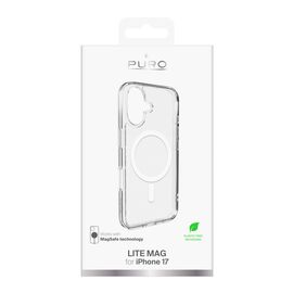 Puro Lite Mag TPU+PC Case Compatible with MagSafe for iPhone 17 - Transparent with White Ring - Apple Cases - Cases - Techbox