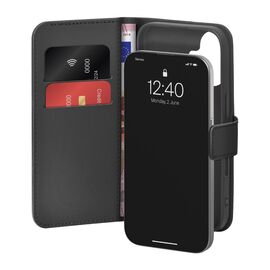 Puro Wallet Stand case for iPhone 17 made of eco-leather, with a flap, wallet and stand function - black - Apple Cases - Cases - Techbox