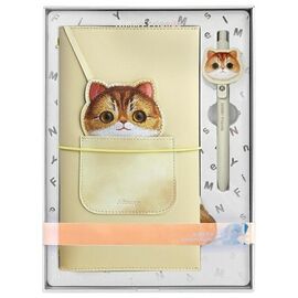 Nimmy Big Eyed Pet 2.0 Cat 2-in-1 Notebook + Pen Set - Beige |  Techbox