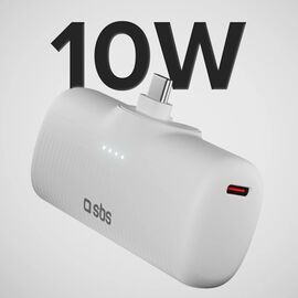 SBS EcoPower 5000 mAh 10W Powerbank with Built-in USB-C Port - White - Travel Chargers - Smartphone Chargers - Techbox