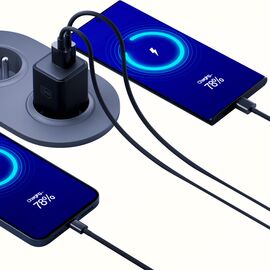 3mk Hyper GaN Charger 20W QC4+ PD PPS USB-C USB-A Wall Charger - Black