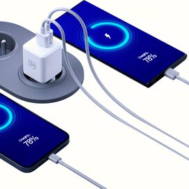 3mk Hyper GaN Charger 20W QC4+ PD PPS USB-C USB-A Wall Charger - White
