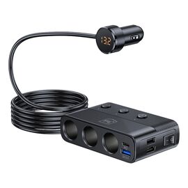 3mk Car Power Splitter PD 120W™ QC PPS UCB-C USB-A Car Charger for 7 Devices - Black