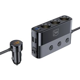 3mk Car Power Splitter PD 120W™ QC PPS UCB-C USB-A Car Charger for 7 Devices - Black