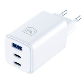 USB-C USB-A 3mk Hyper GaN PD Charger 65W™ - White