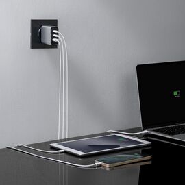 Cuktech 65W GaN 2xUSB-C 1xUSB-A Wall Charger - Gray - Travel Chargers - Smartphone Chargers - Techbox