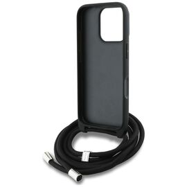 Karl Lagerfeld Crossbody Grained Pattern &amp; Logo Case for iPhone 16 Pro - Black | Techbox