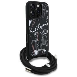Karl Lagerfeld Crossbody Grained Pattern &amp; Logo Case for iPhone 16 Pro Max - Black - Apple Cases - Cases - Techbox