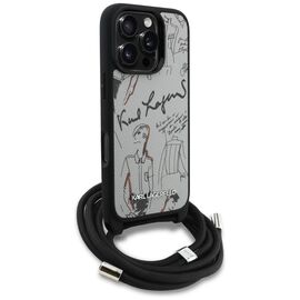 Karl Lagerfeld Crossbody Grained Pattern &amp; Logo Case for iPhone 16 Pro Max - Gray | Techbox