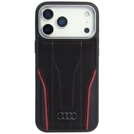 Audi R8 Genuine Leather MagSafe Case for iPhone 17 Pro Max - Black and Red - Apple Cases - Cases - Techbox
