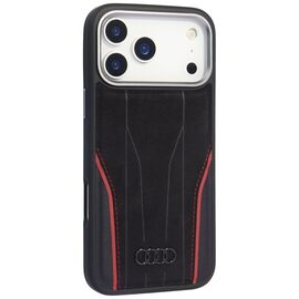 Audi R8 Genuine Leather MagSafe Case for iPhone 17 Pro Max - Black and Red - Apple Cases - Cases - Techbox