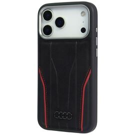 Audi R8 Genuine Leather MagSafe Case for iPhone 17 Pro Max - Black and Red - Apple Cases - Cases - Techbox