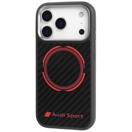 Audi RSQ Carbon Fiber Sport Red Circle MagSafe Case for iPhone 17 Pro - Black | Techbox