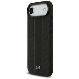 Mercedes Leather Laurel Leaves Stripes MagSafe Case for iPhone 17 Air - Black | Techbox