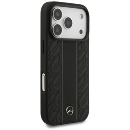 Mercedes Leather Laurel Leaves Stripes MagSafe Case for iPhone 17 Pro - Black | Techbox