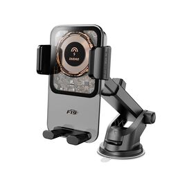 Dudao F19 clamp car holder with 15W inductive charger - black | Techbox