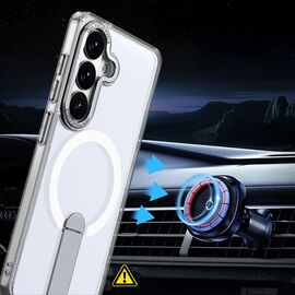 Hybrid Armor X Case for Samsung Galaxy S26 with Stand, Compatible with MagSafe - Transparent | Techbox