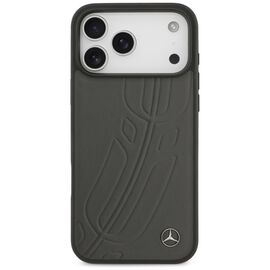 Mercedes Leather Large Laurel Leave MagSafe Case for iPhone 17 Pro Max - Black and Gray | Techbox
