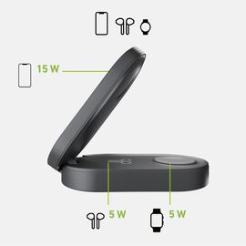 Foldable 3in1 wireless stand, QI2 and MFI