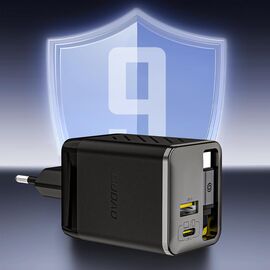 Dudao A67EU GaN 67W Wall Charger with Built-in Retractable USB-C Power Delivery Quick Charge Cable - Black | Techbox