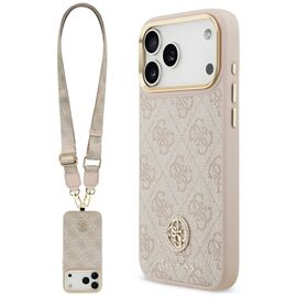 Guess 4G Strass Logo &amp; Big Strap Metal Buttons MagSafe Case for iPhone 17 Pro Max - Pink | Techbox