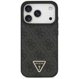 Guess Leather 4G Triangle Strass MagSafe Case for iPhone 17 Pro - Black | Techbox