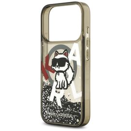 Karl Lagerfeld Liquid Glitter Choupette Logo MagSafe Case for iPhone 17 Pro - Black - Apple Cases - Cases - Techbox