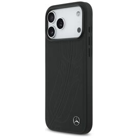 Mercedes Leather Large Laurel Leave MagSafe Case for iPhone 17 Pro Max - Black | Techbox