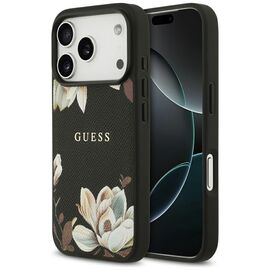 Guess Grained Flowers Classic Logo MagSafe case for iPhone 17 Pro - black | Techbox