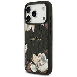 Guess Grained Flowers Classic Logo MagSafe case for iPhone 17 Pro - black - Apple Cases - Cases - Techbox