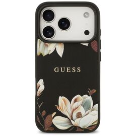 Guess Grained Flowers Classic Logo MagSafe case for iPhone 17 Pro - black - Apple Cases - Cases - Techbox