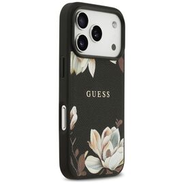 Guess Grained Flowers Classic Logo MagSafe case for iPhone 17 Pro - black - Apple Cases - Cases - Techbox