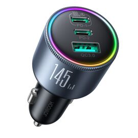 Joyroom JR-CCN07 145W Car Charger 2xUSB-C USB-A + 100W USB-C Cable - Dark Gray | Techbox