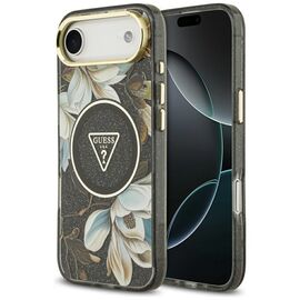 Guess IML Glitter Flowers Triangle MagSafe case for iPhone Air - black | Techbox