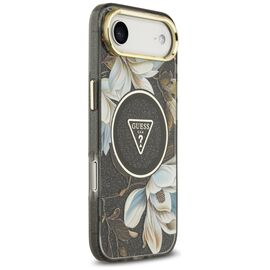 Guess IML Glitter Flowers Triangle MagSafe case for iPhone Air - black | Techbox