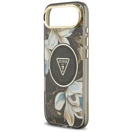 Guess IML Glitter Flowers Triangle MagSafe case for iPhone Air - black | Techbox